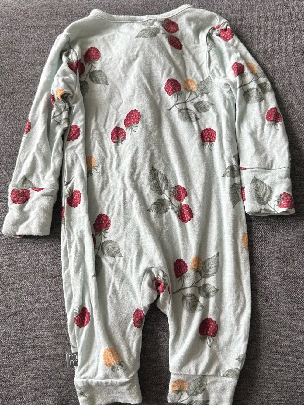 Kids Raspberry Print One-Piece Romper - Light Mint